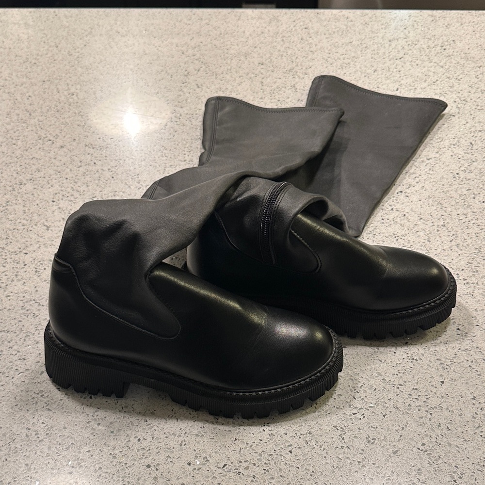 Black Over-the-Knee Leather Boots